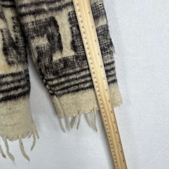 Vintage Cream Wool Knit Fringed Southwestern Birds Full Zip Jacket Coat - Picture 13 of 15